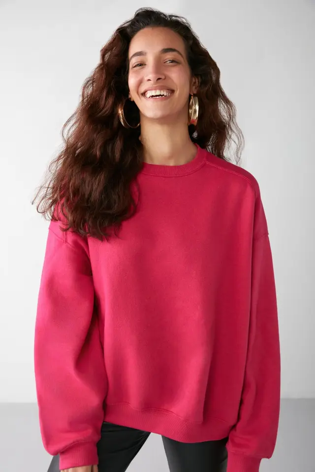 GRIMELANGE Oversized Ribbed Crew Neck Sweatshirt