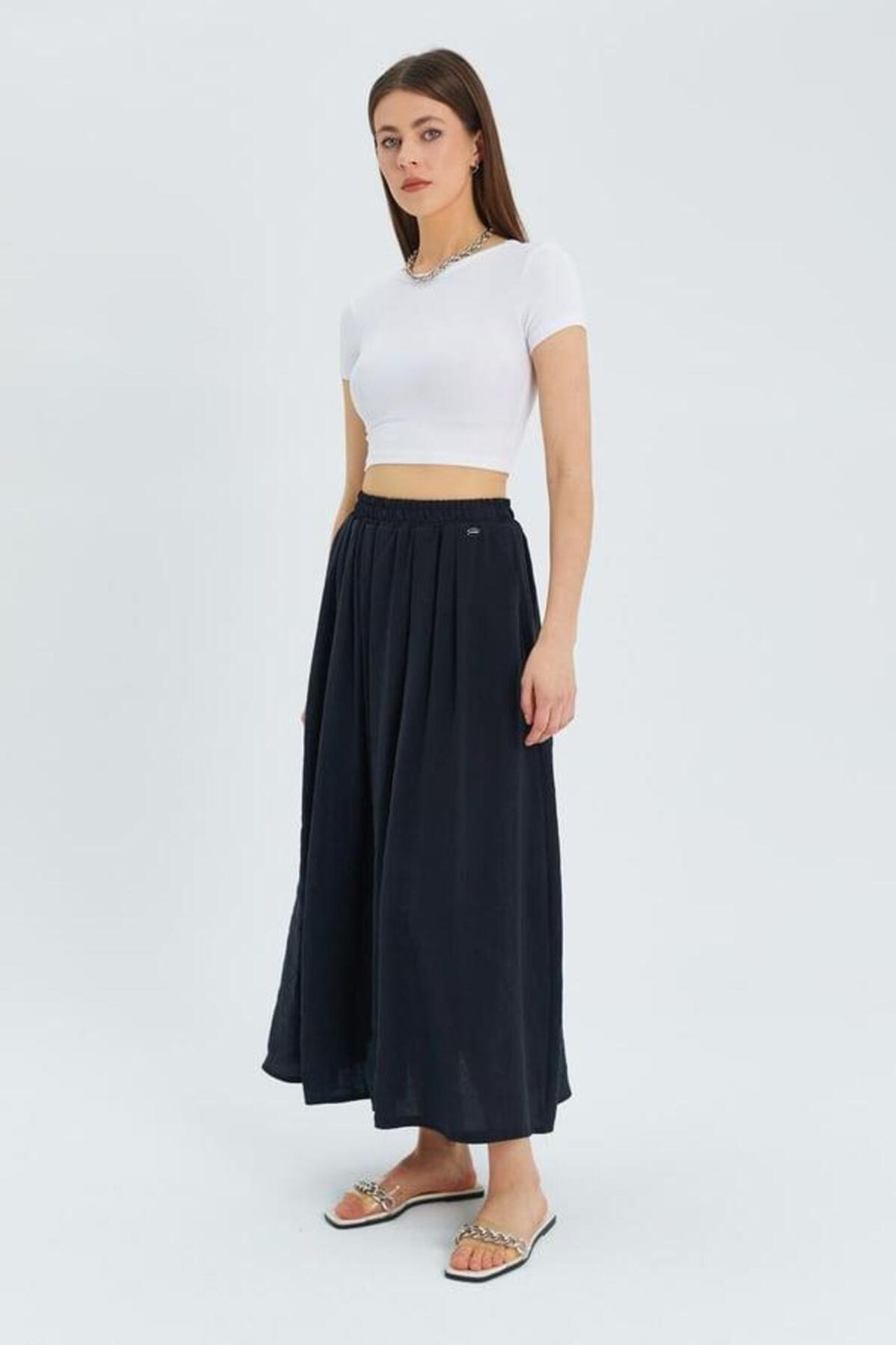 Mixray High-Waisted Long Skirt with Pockets 2