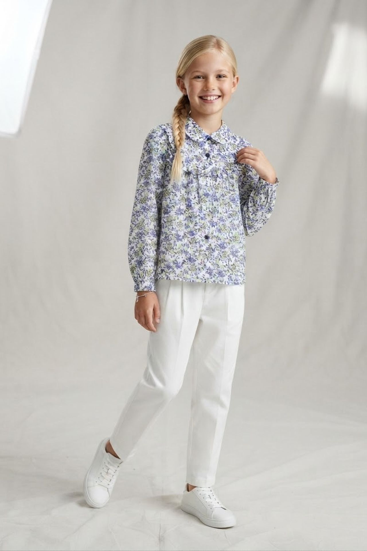 HİLAL AKINCI KİDS Floral Button Long Sleeve Shirt 1