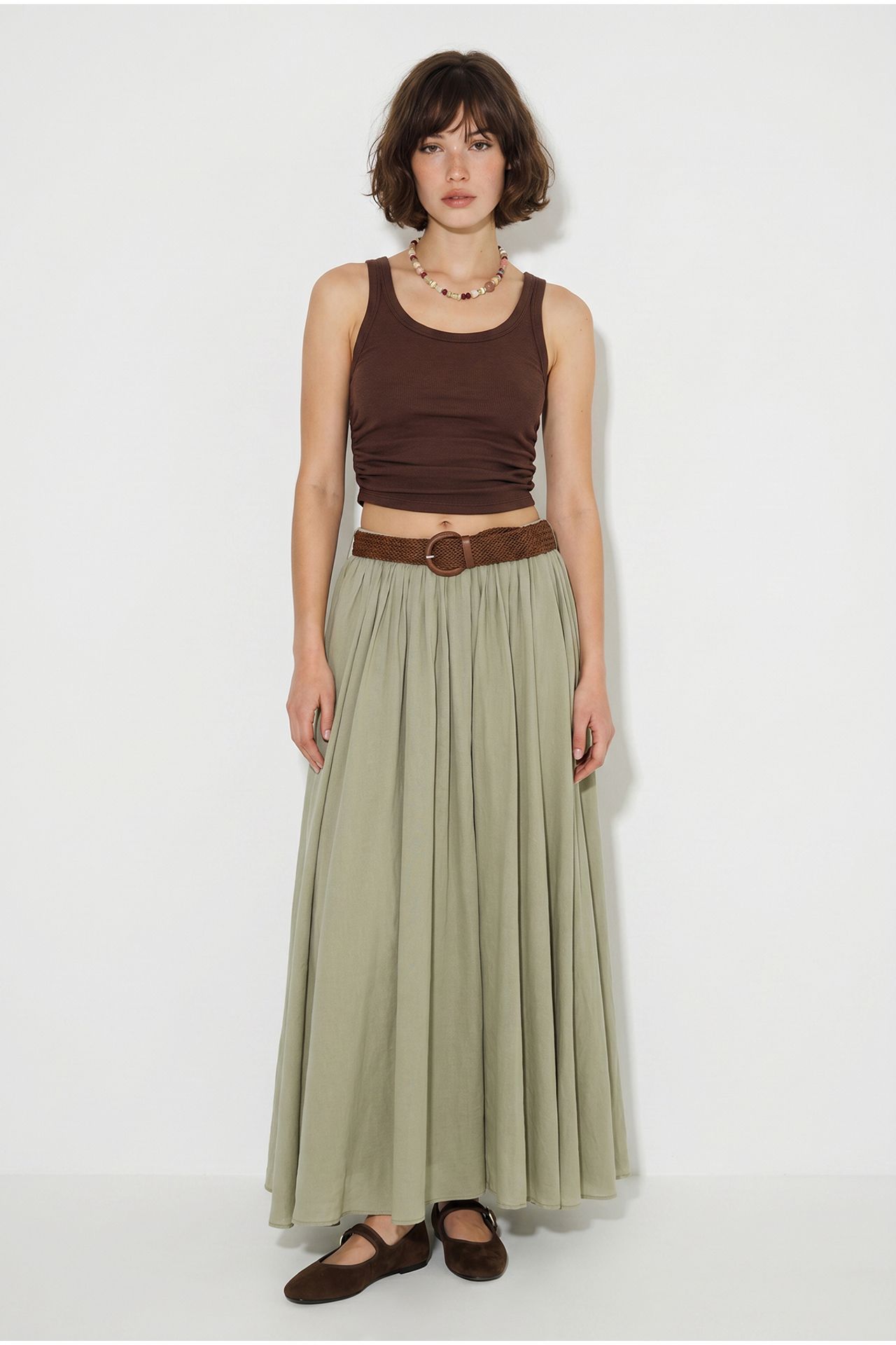 LUCCI High-Waist Pleated Maxi Skirt 3