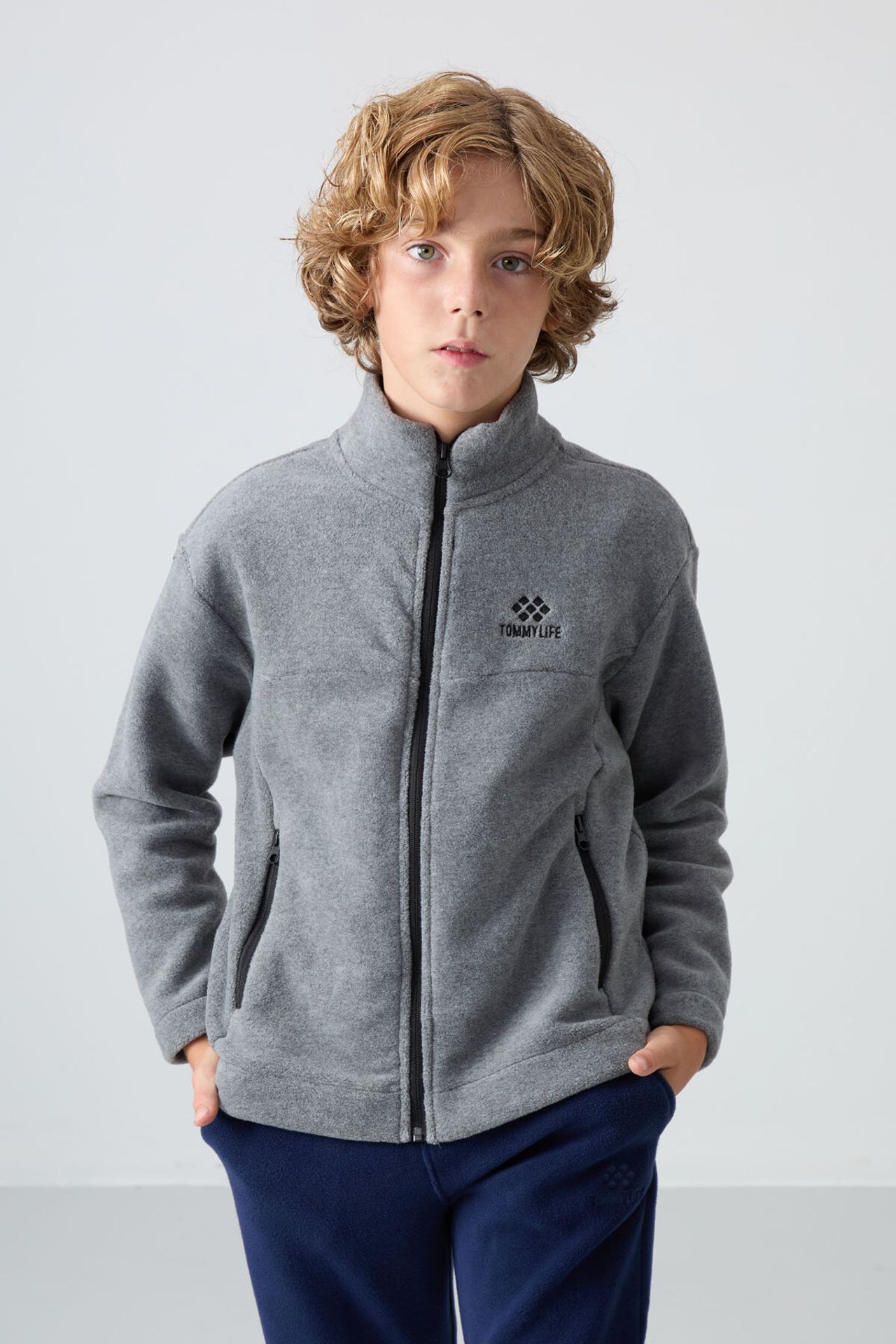 TOMMY Youth Plush Zipper Collar Sweatshirt 4
