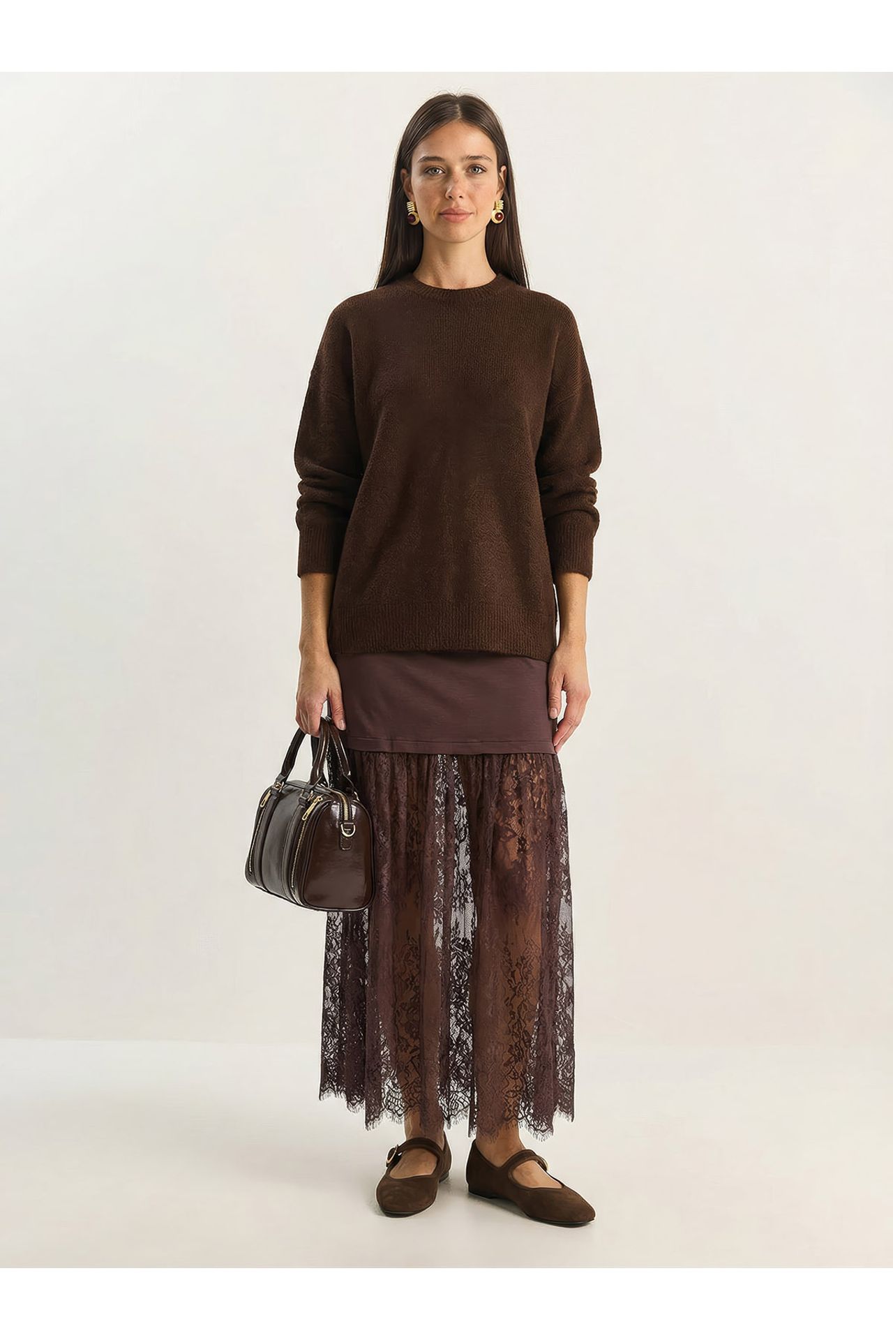 LUCCI High Waist Lace Maxi Skirt 3