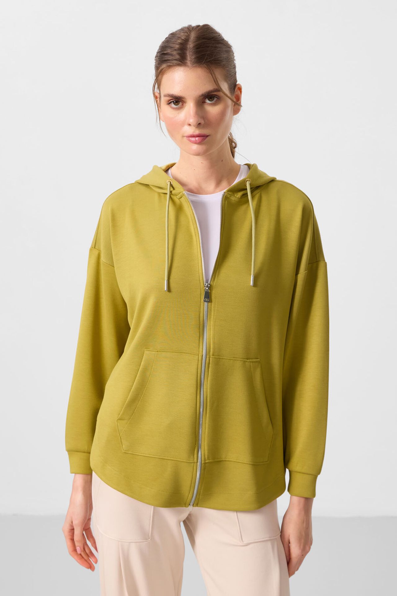 TOMMY Oversized Hooded Long Zip-front Tunic Hoodie 2
