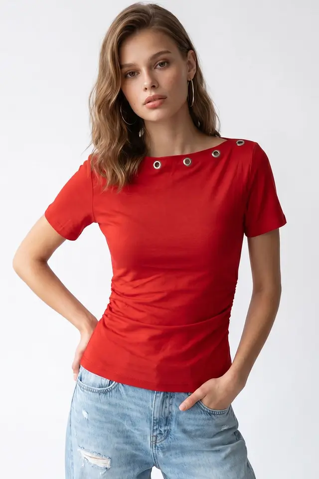 MIXRAY Women's Slim Fit Boat Neck T-Shirt