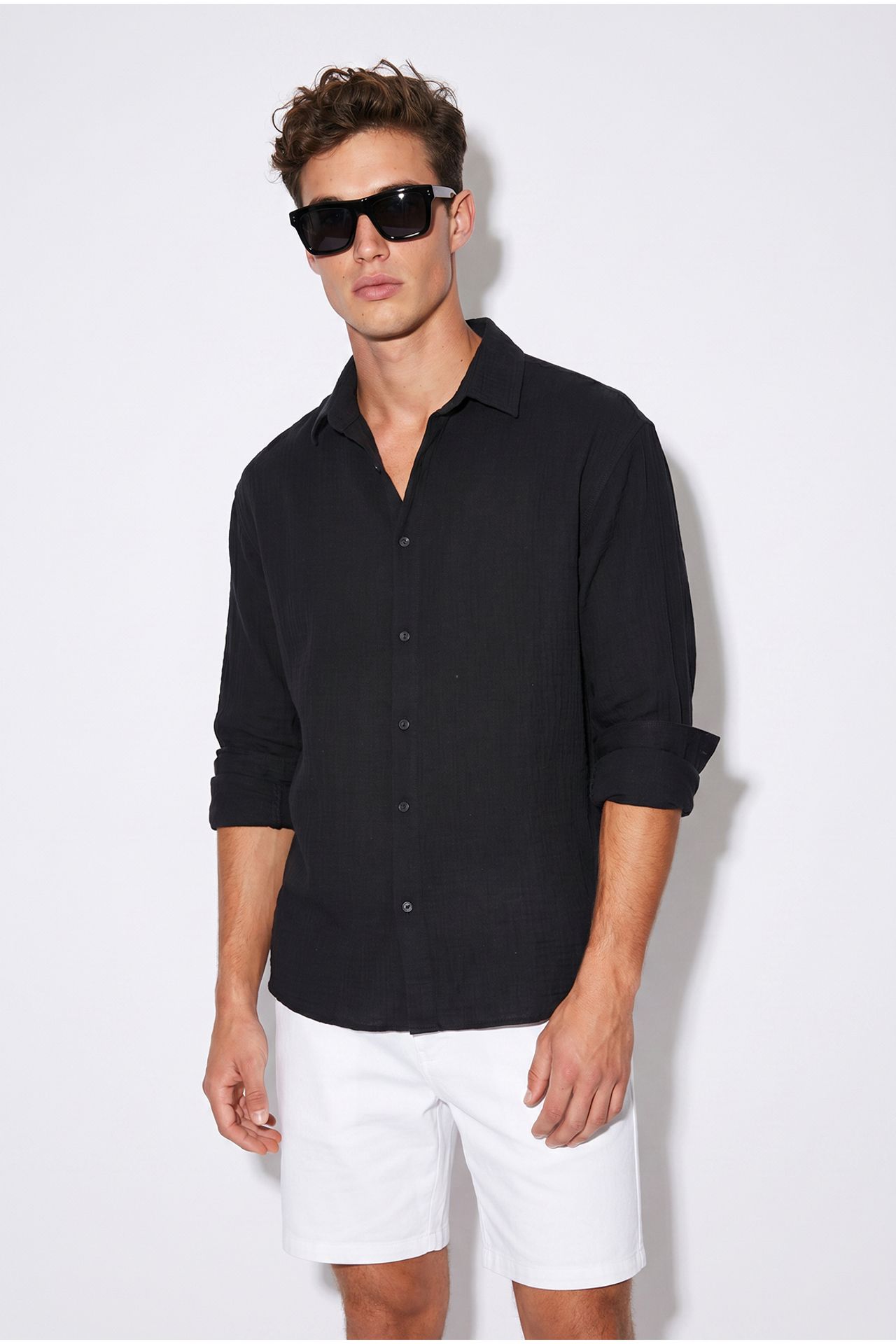 LUCCI Oversize Dokulu Düğmeli Gömlek 4