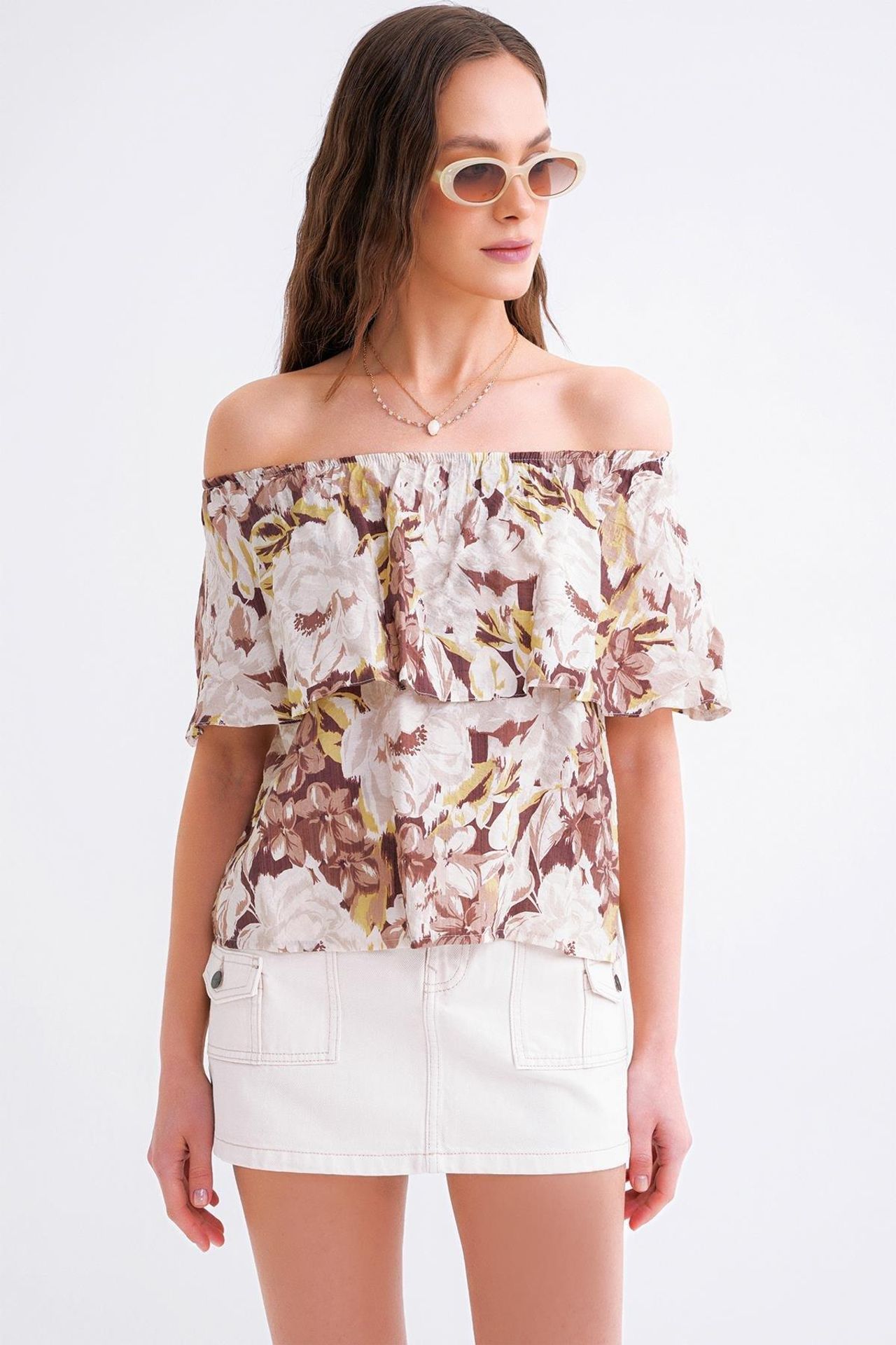 Mixray Floral Print Off Shoulder Blouse 5