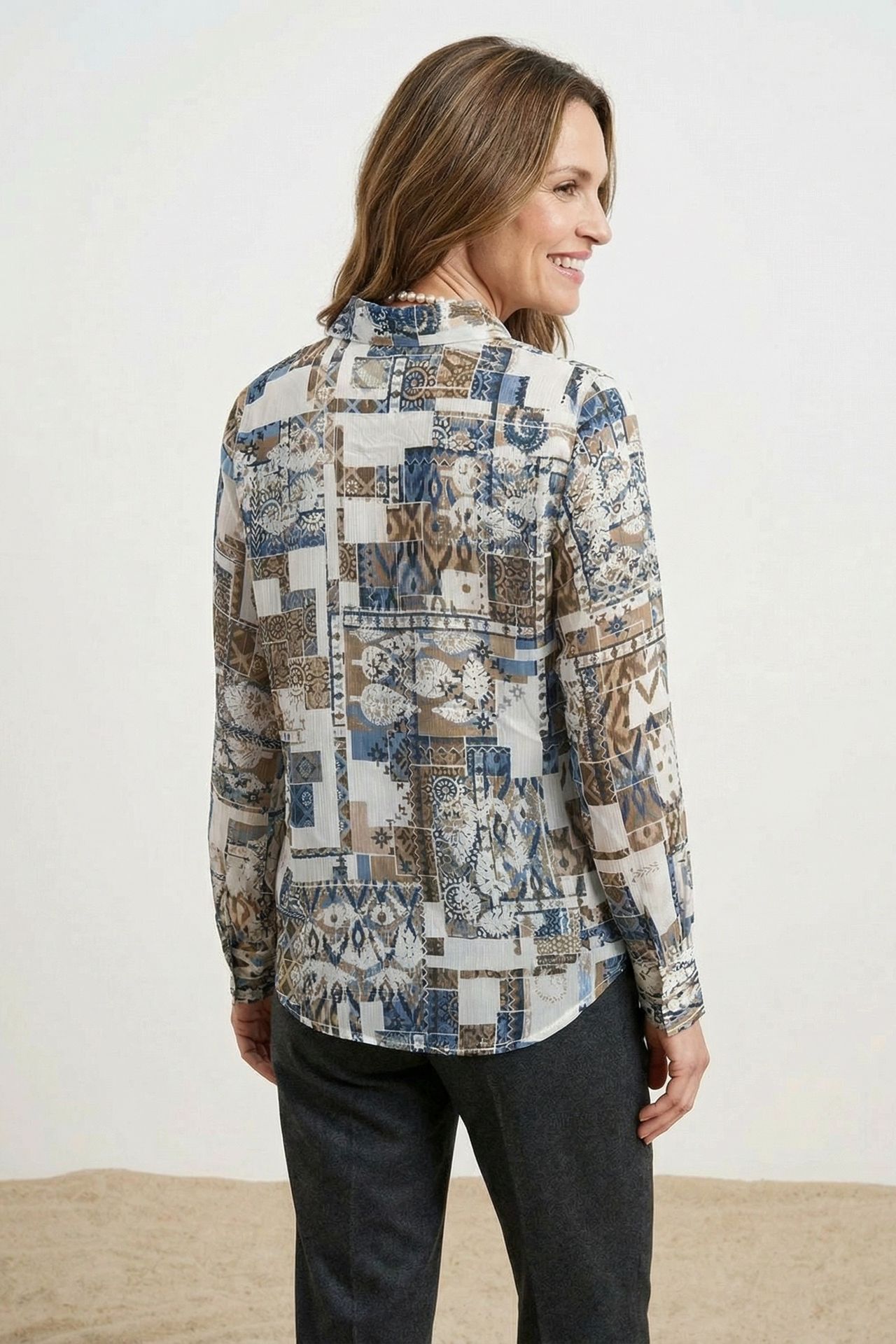 MY FASHION Geometric Pattern Button-Up Shirt 4