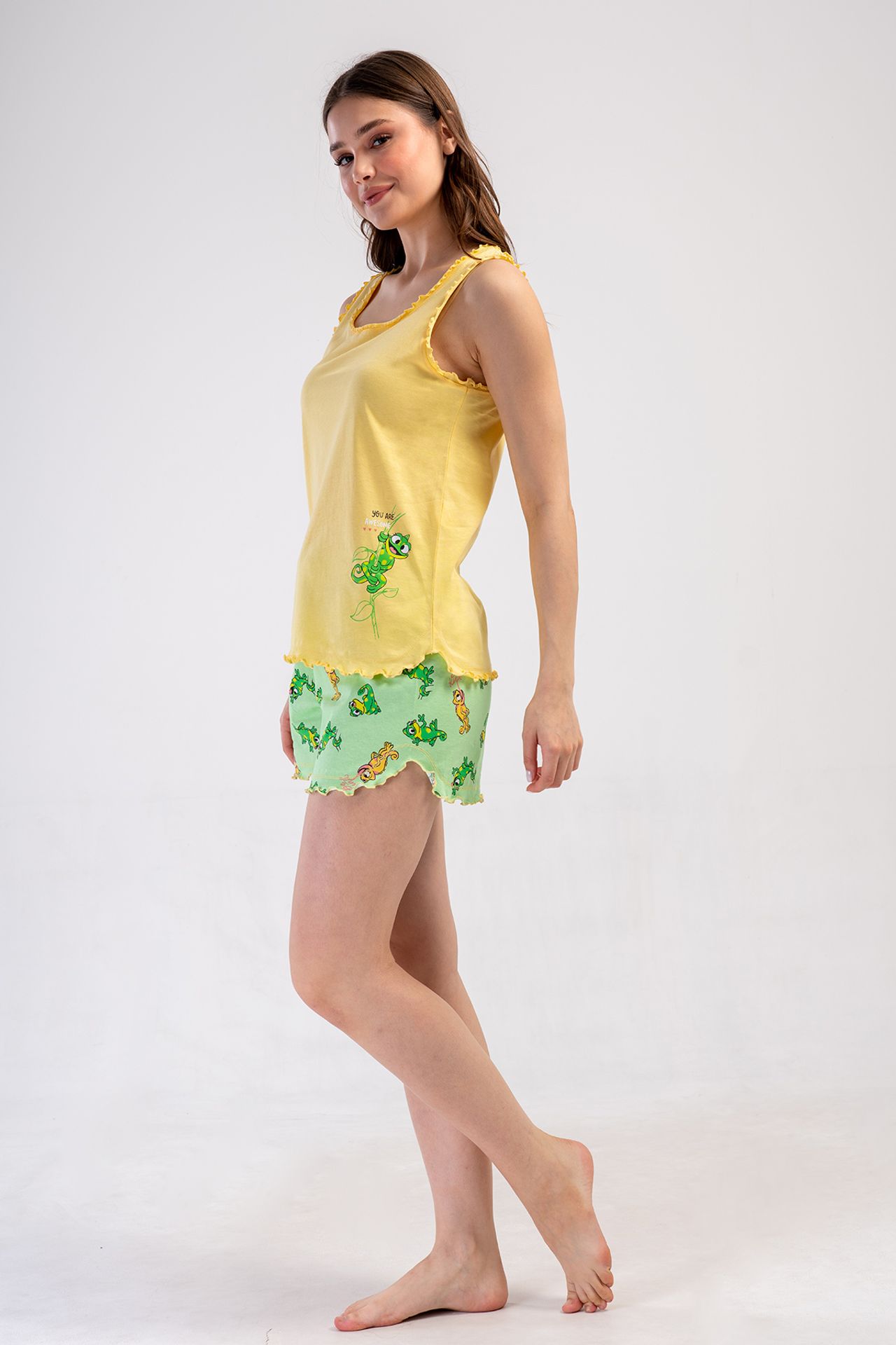 YAKE Fırfırlı 2 Parçalı Pijama Takımı 1