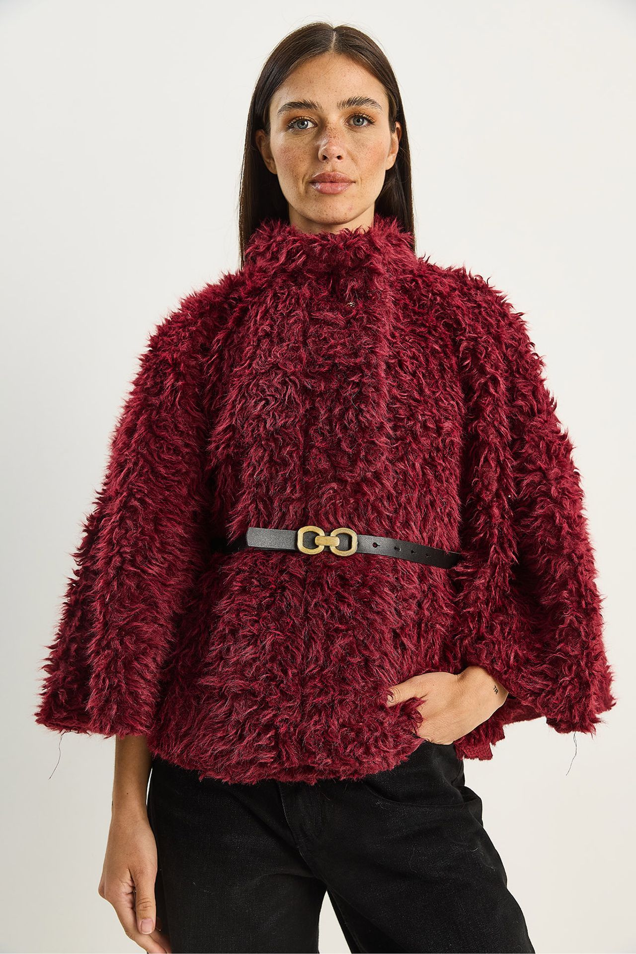 LUCCI Oversize Plush Coat with Jacket Collar 2