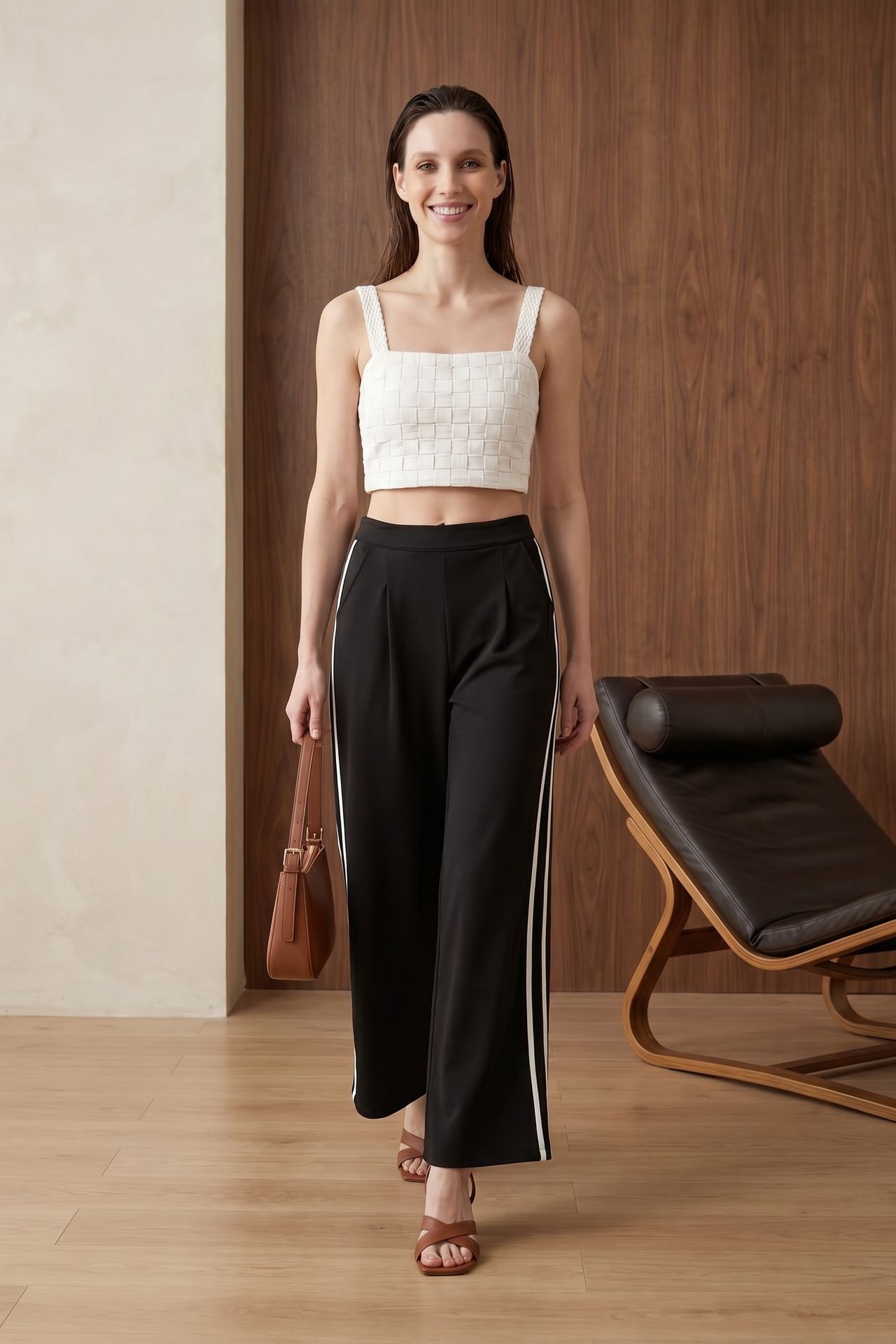 MY FASHION High-Waist Pleated Wide-Leg Trousers 1