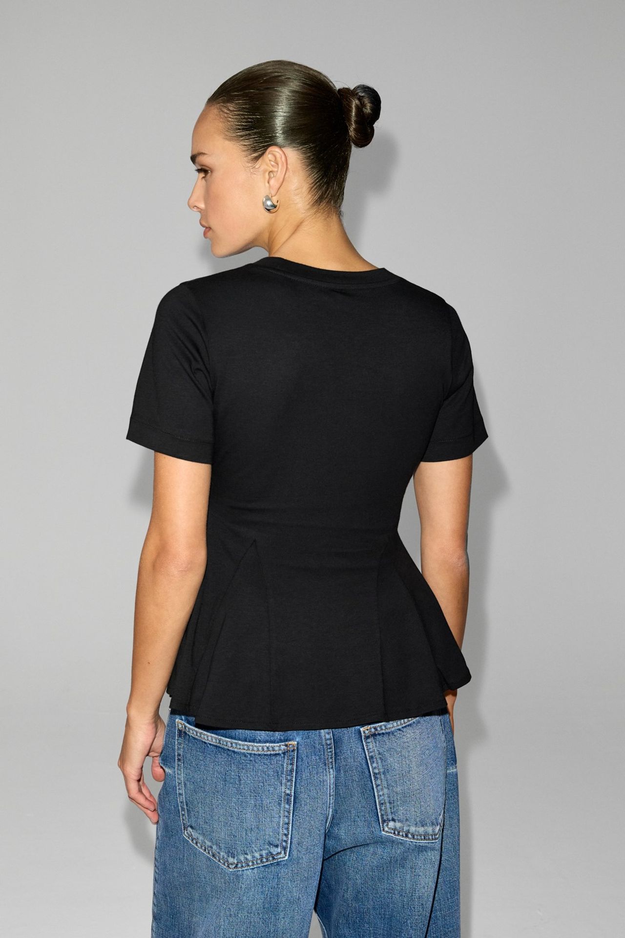 GRIMELANGE Fitted Peplum Crew Neck Blouse 5