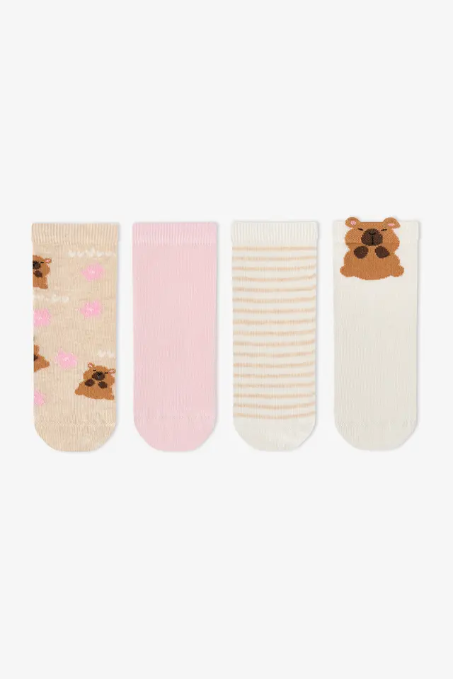 PENTI Girls' Capy Neutrals Cotton 2-Pack Crew Socks
