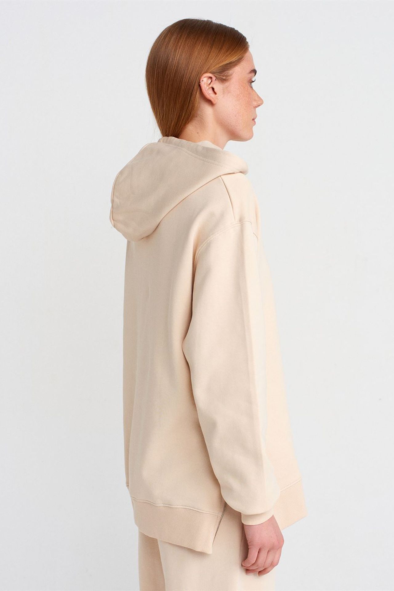 DILVIN Oversized Cotton Zip-Front Hooded Sweatshirt 2