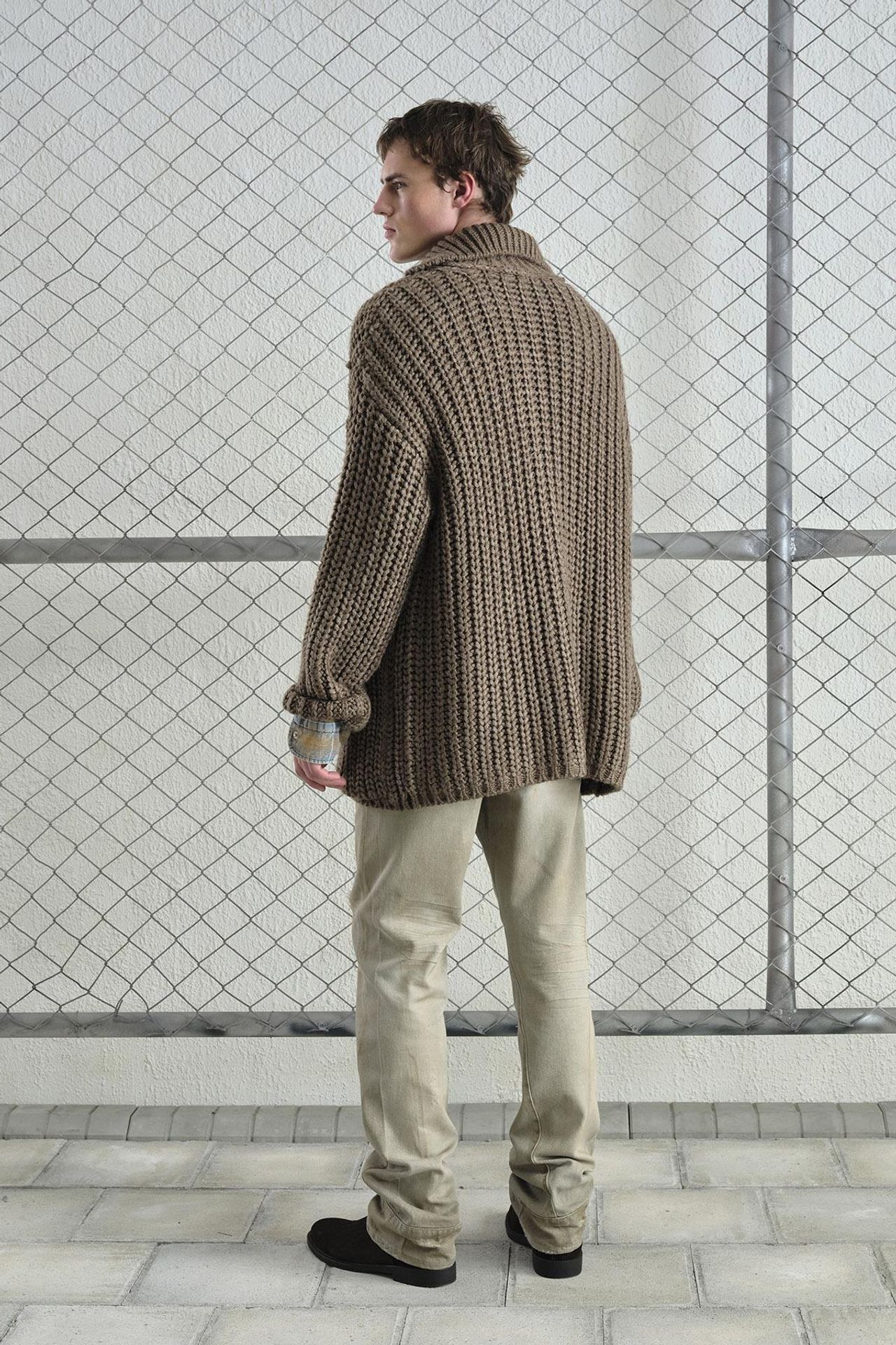 GIESTO Oversized Ribbed Knitwear Cardigan with Turtleneck and Pockets 2