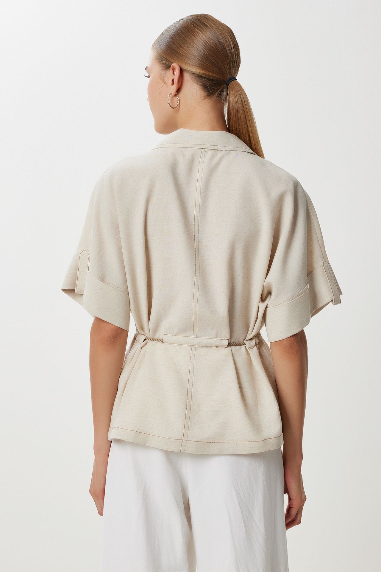 ISTANBUL Loose Fit Drawstring Shirt with Binding Detail 5