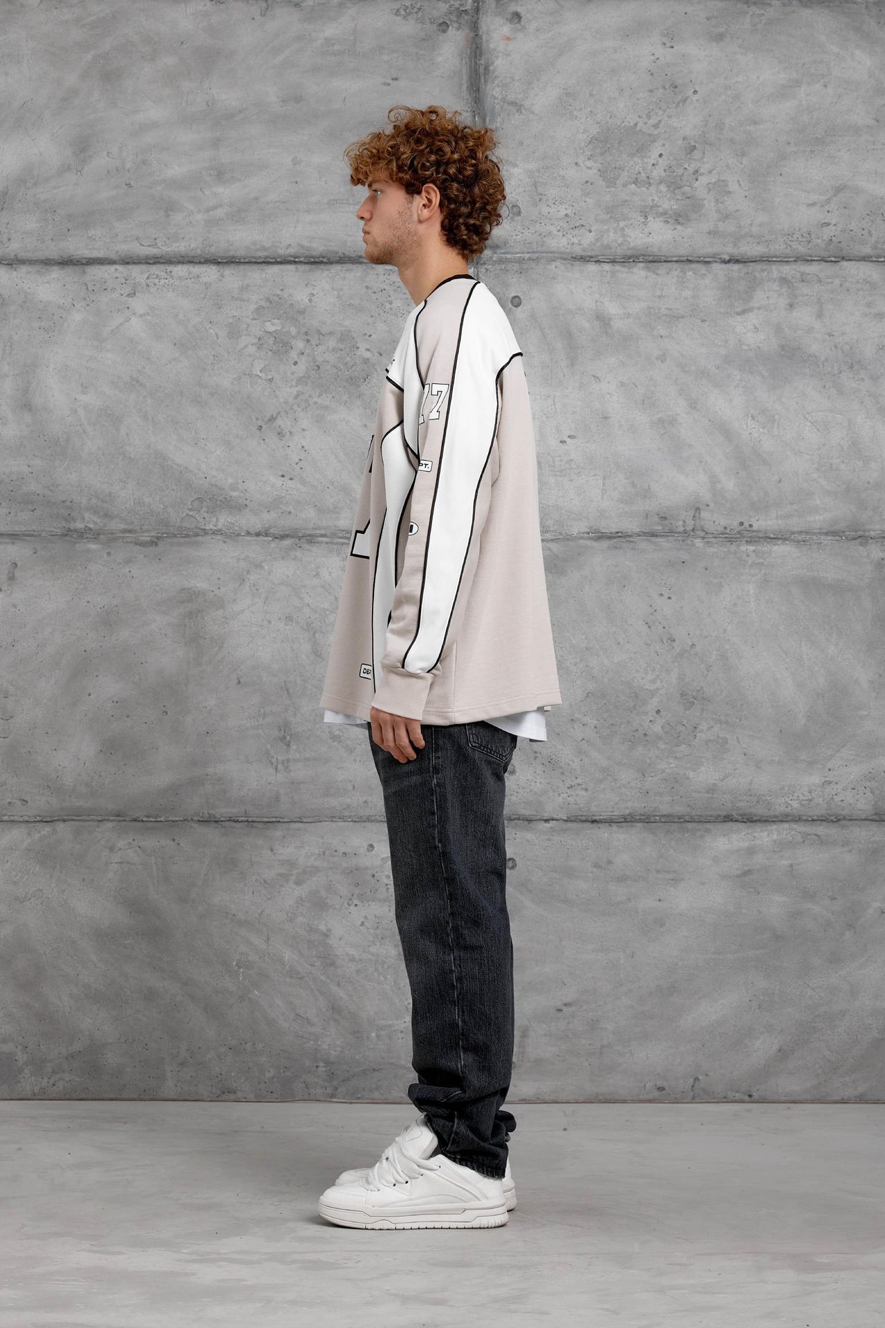 NOMARC Renk bloklu geniş kalıp bisiklet yaka sweatshirt 5