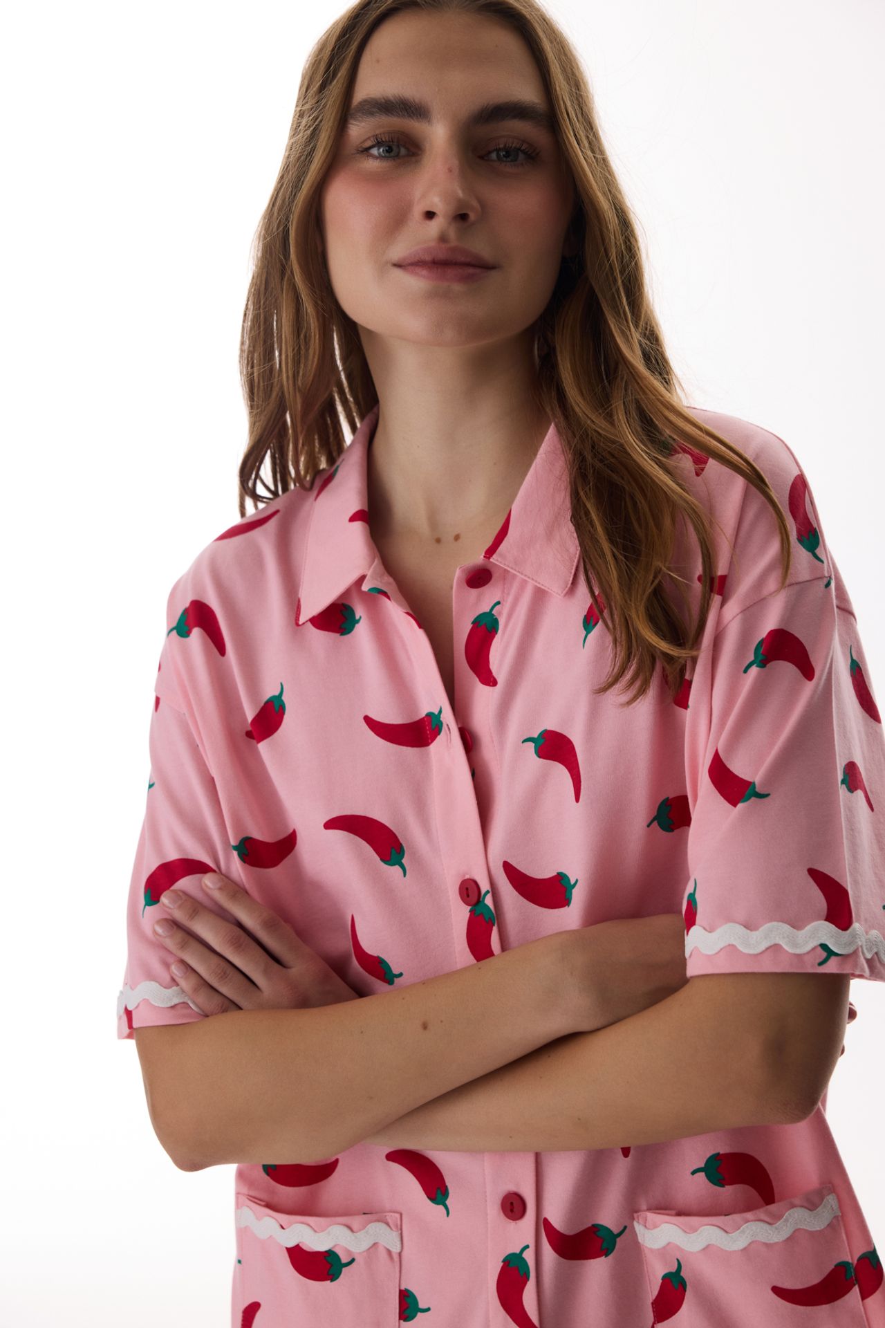 PENTI Just Chill Shirt Food Patterned Lace Short-Sleeve Pyjama Set 3