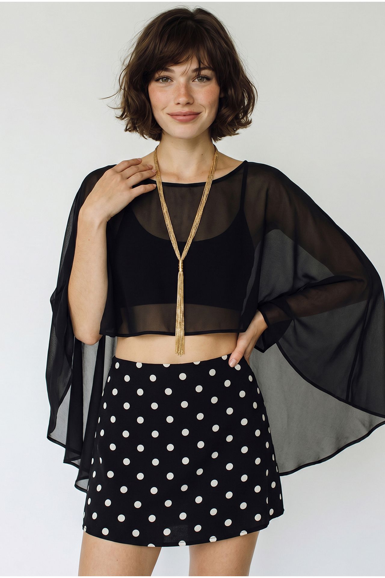 LUCCI Women's Boat Neck Crop Blouse 5