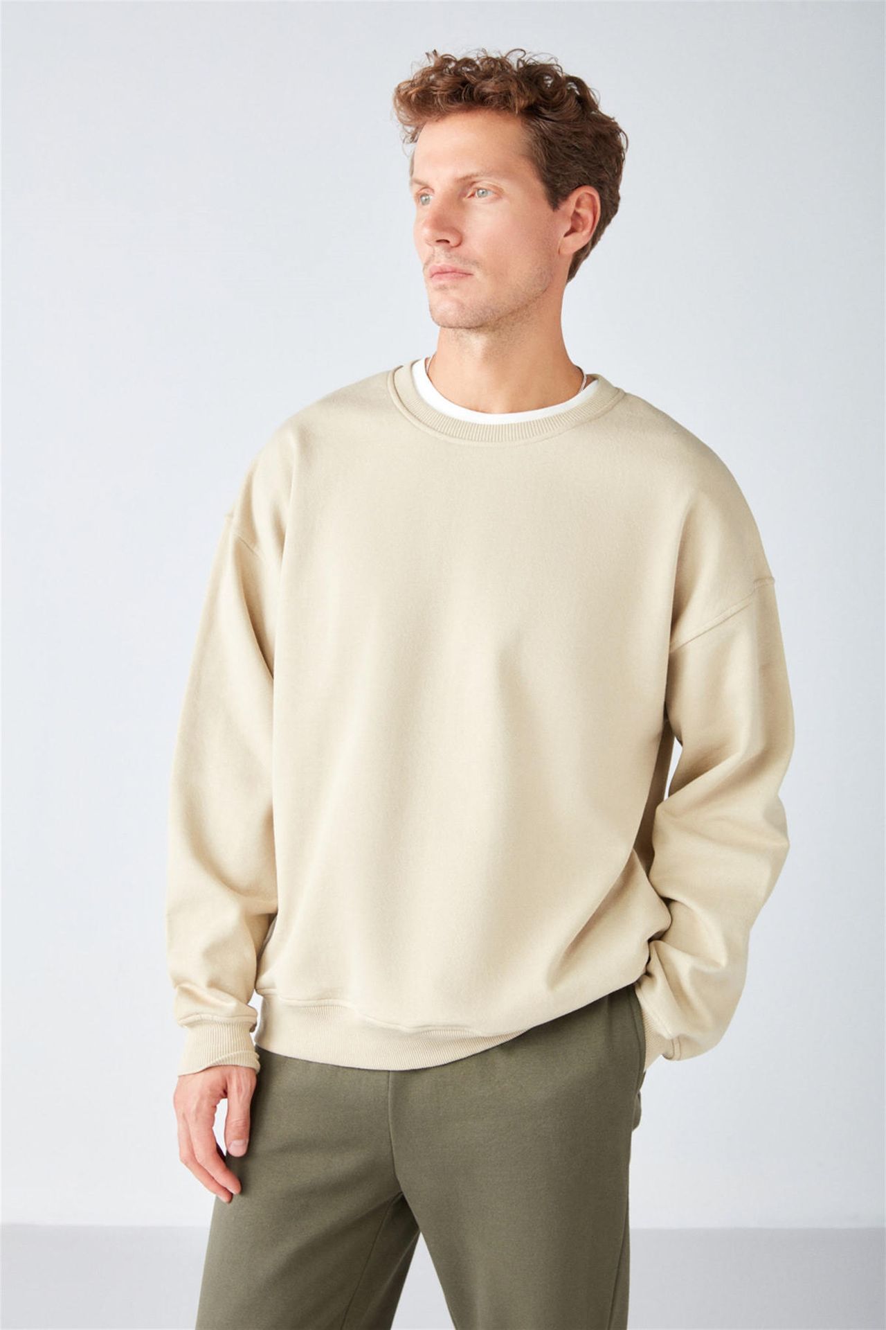 GRIMELANGE Bol Kesim Fitilli Bisiklet Yaka Sweatshirt 4