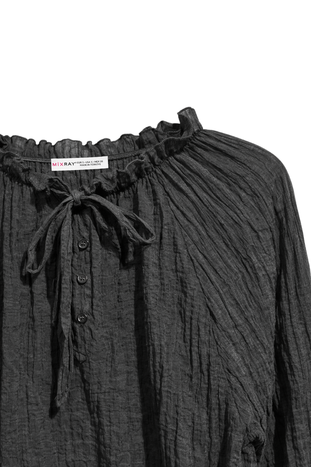 MIXRAY Crew Neck Tie Detail Blouse 5
