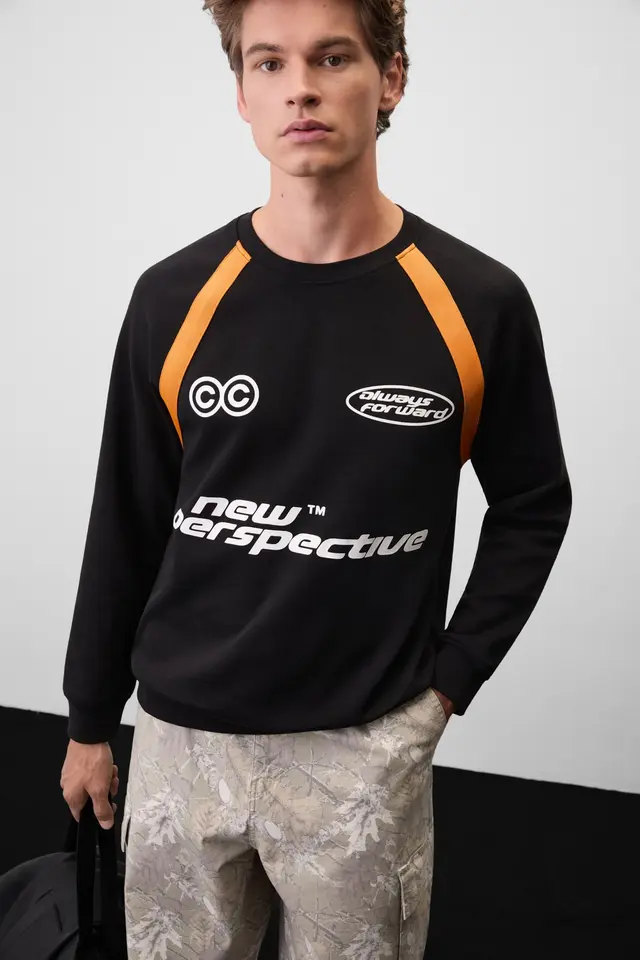 GRIMELANGE Regular Fit Crew Neck Sweatshirt