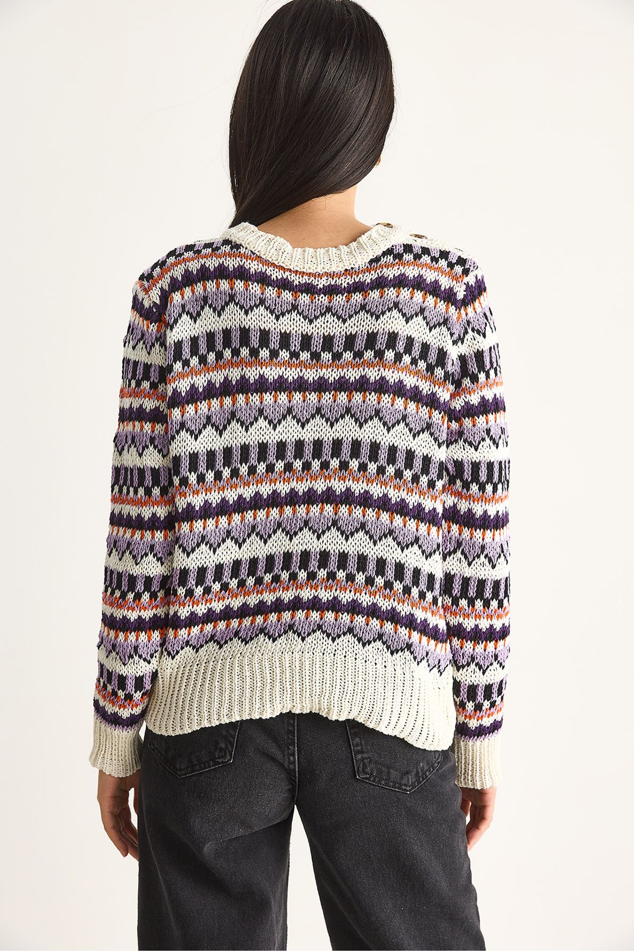 LUCCI Ethnic Patterned Knit Sweater 6