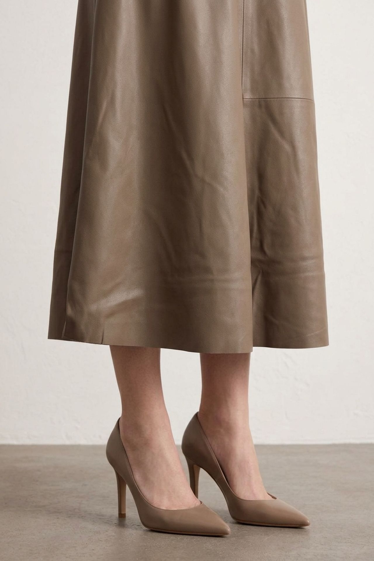 MY FASHION High-Waist Midi A-Line Faux Leather Skirt 5