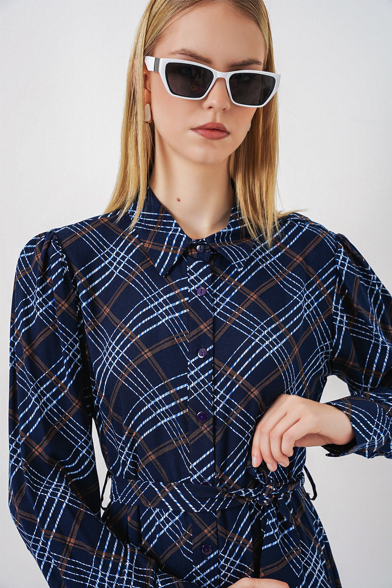 BDART Plaid Midi Shirt Dress with Button Closure 5