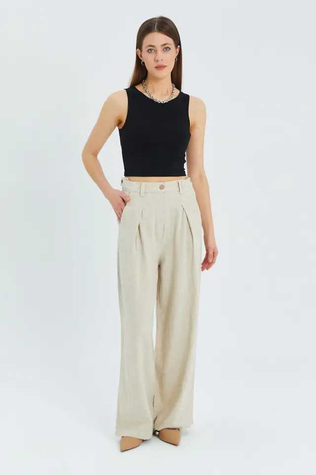 Mixray High Waist Pleated Palazzo Pants