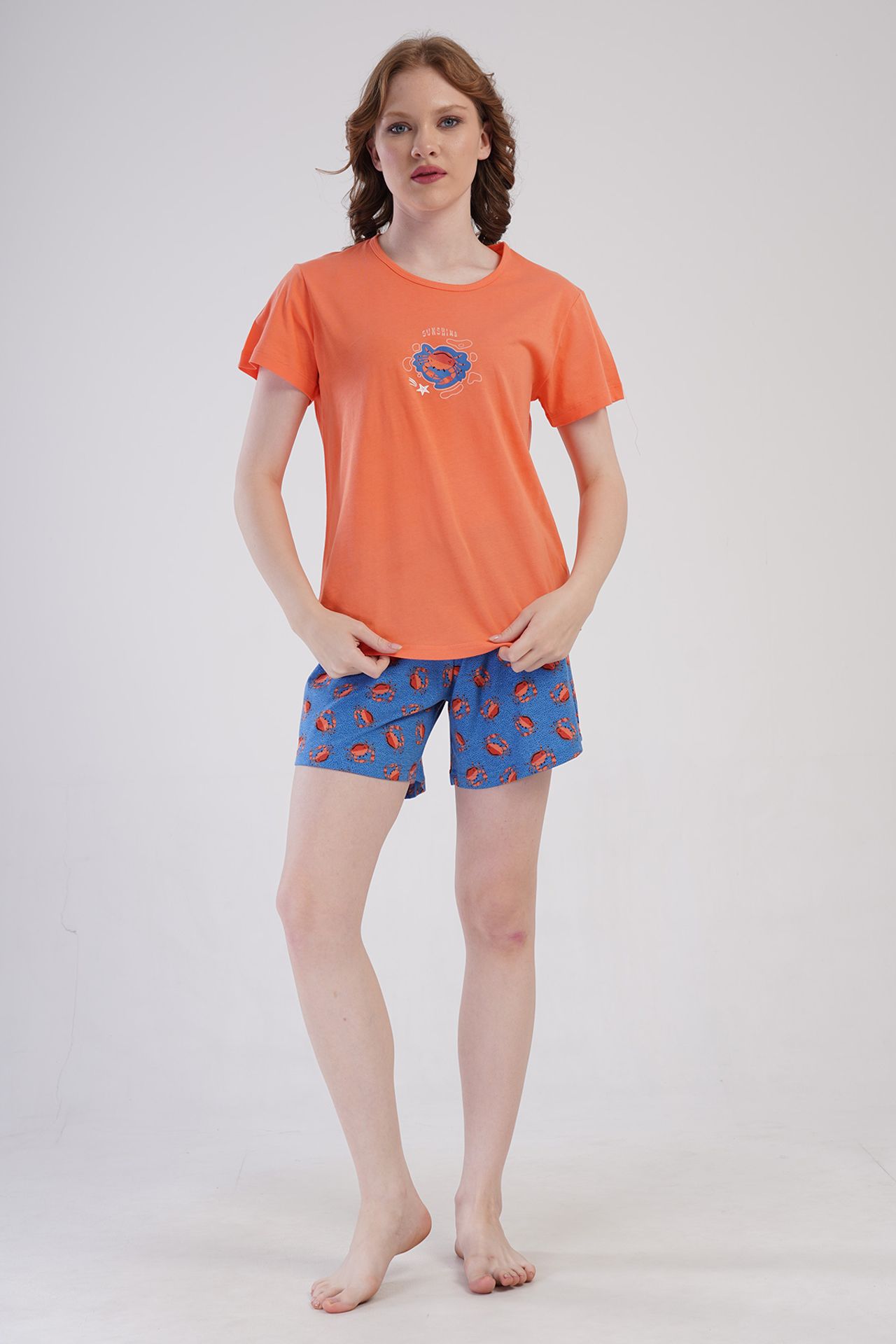 YAKE Rahat Baskılı İki Parçalı Pijama Takımı 1