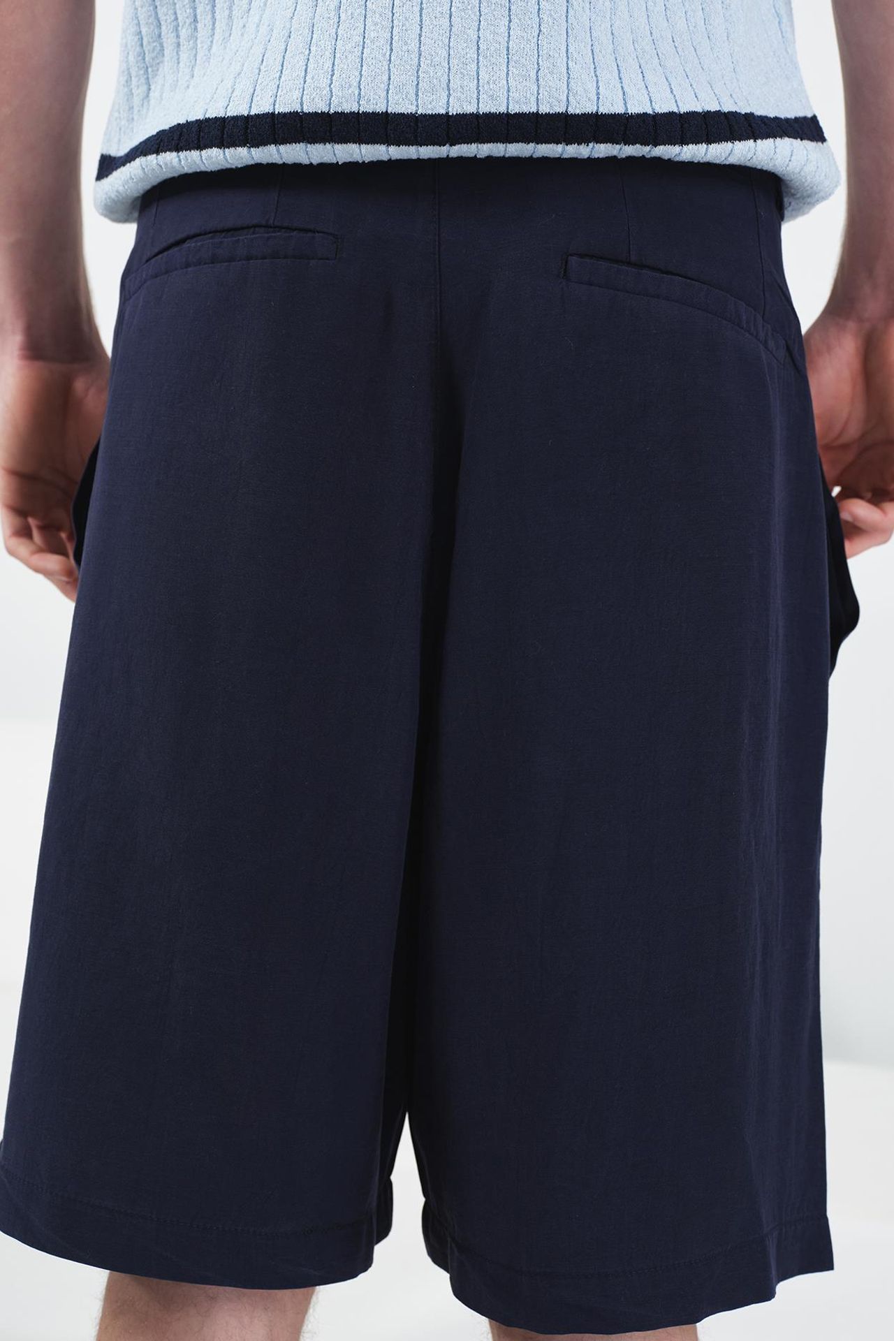 GIESTO Mid Waist Relaxed Fit Wide Leg Tencel Shorts 4