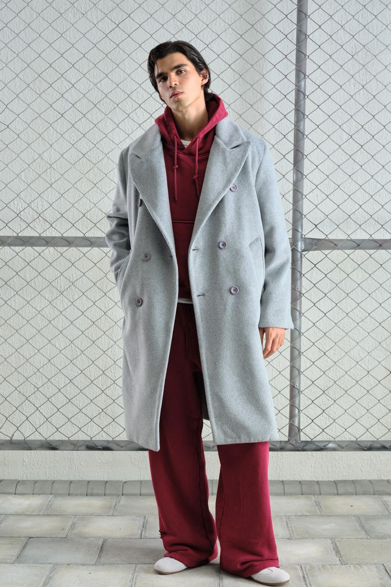 GIESTO Long Buttoned Textured Jacket 1