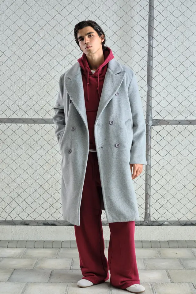 GIESTO Long Buttoned Textured Jacket