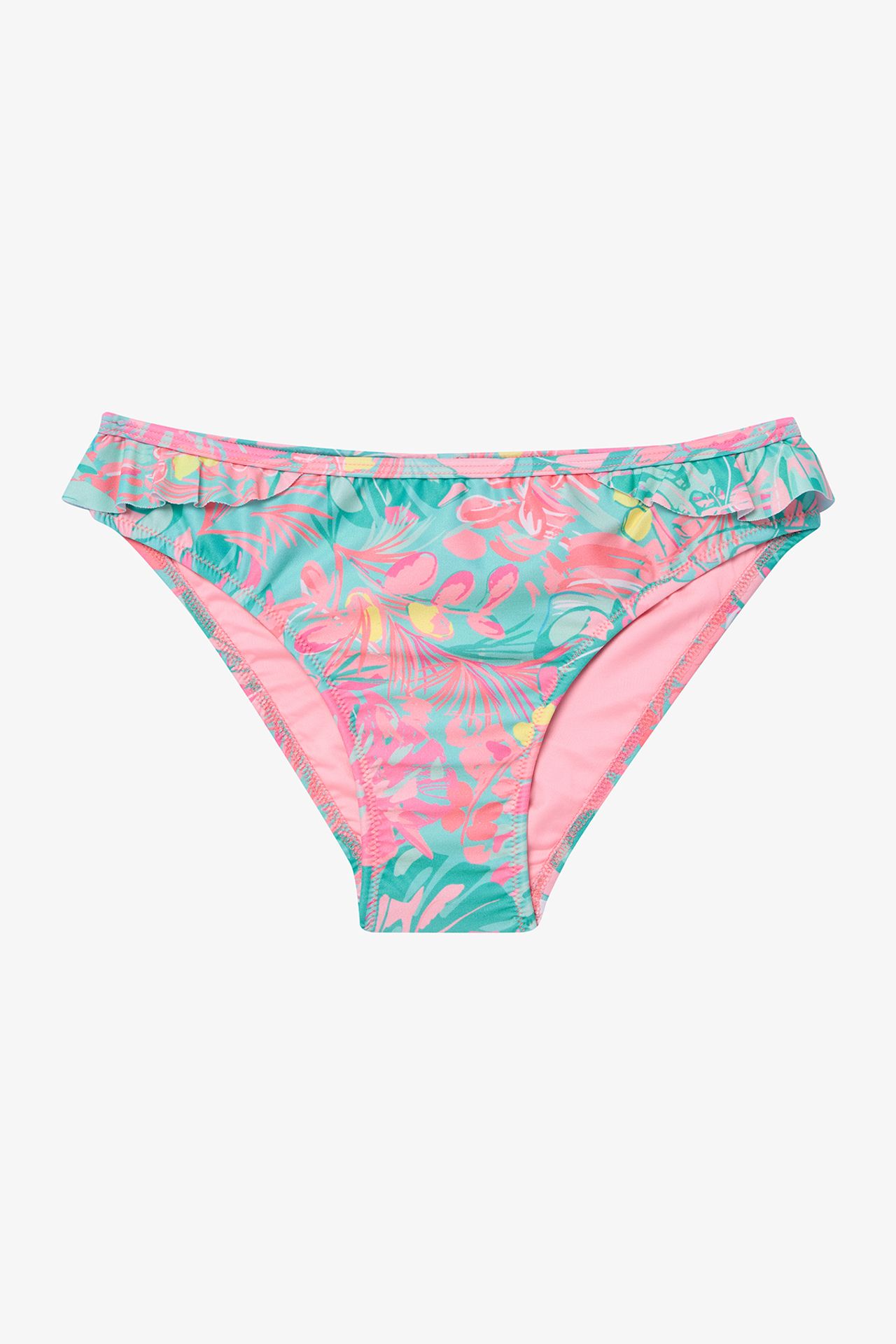 PENTI Bali Leaf Print Ruffled One Shoulder Bikini Set 3