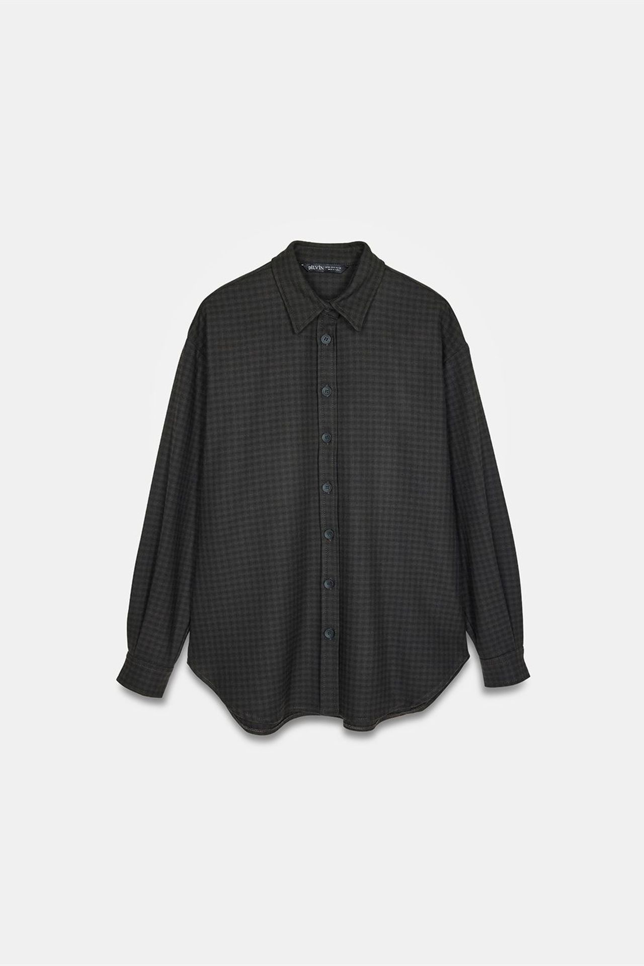 DILVIN Oversized Long-sleeve Micro-pattern Shirt 5