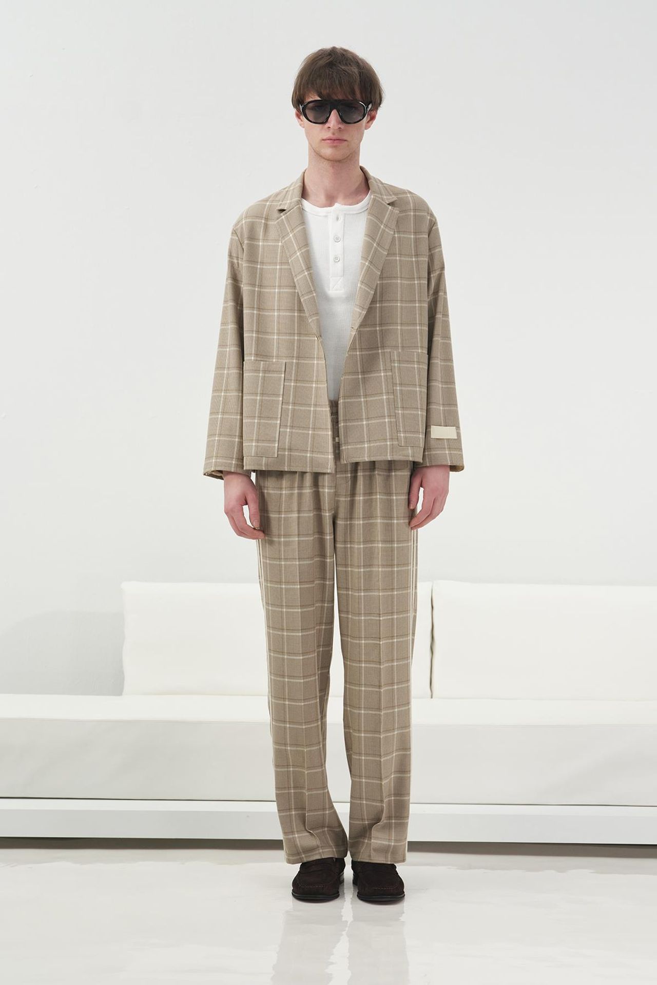 GIESTO Polyviscose Checked Jacket with Pockets 1