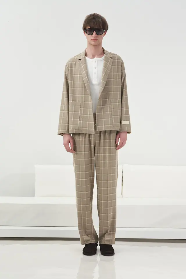 GIESTO Polyviscose Checked Jacket with Pockets