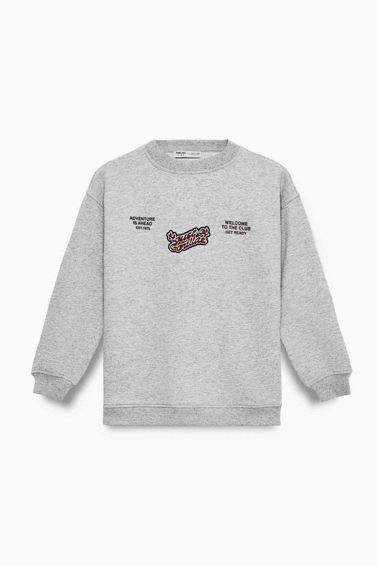 GRIMELANGE Crew Neck Text Print Sweatshirt 1
