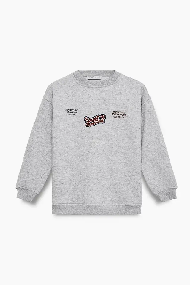 GRIMELANGE Crew Neck Text Print Sweatshirt