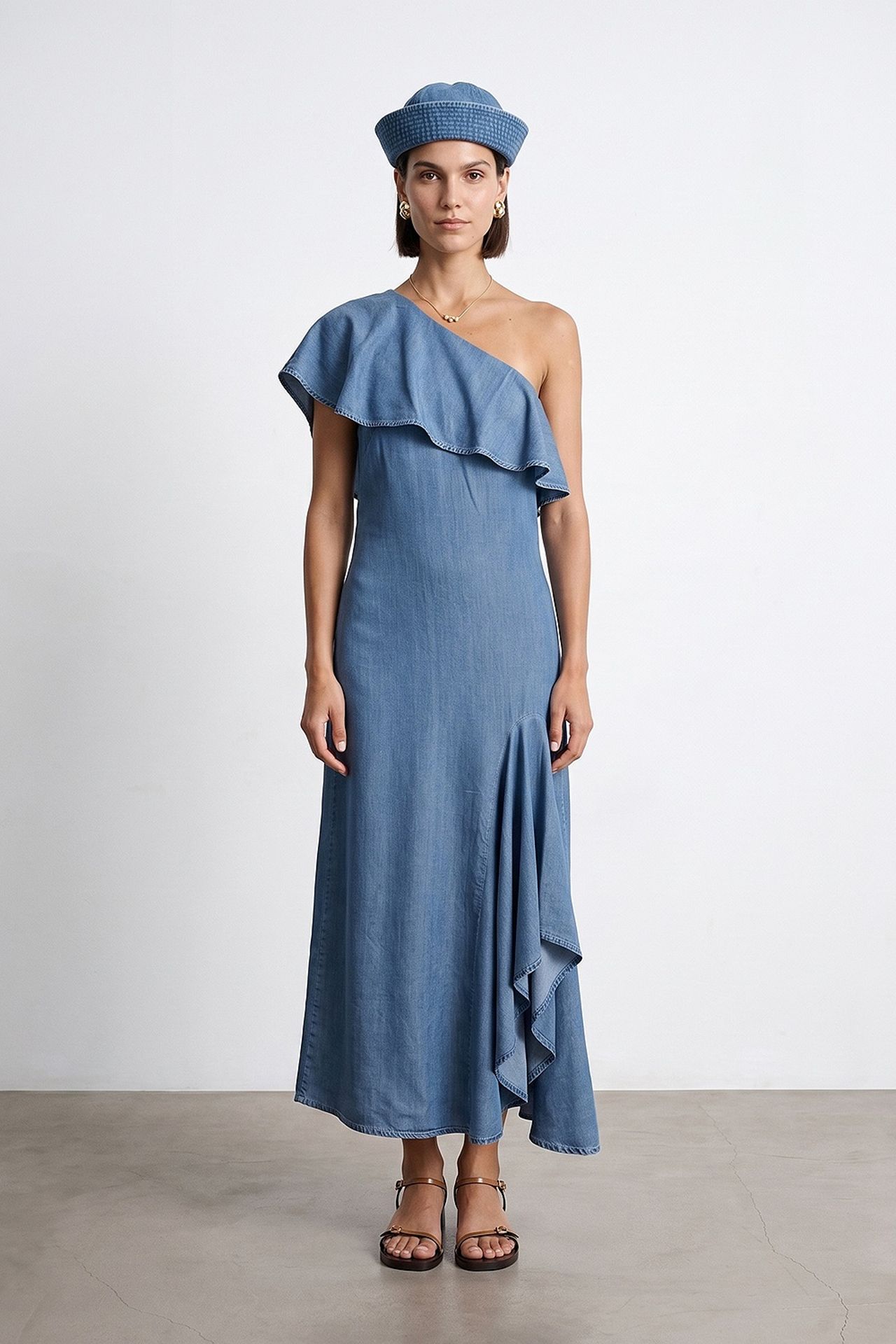 DILVIN Asymmetric One-Sleeve Maxi Dress 4