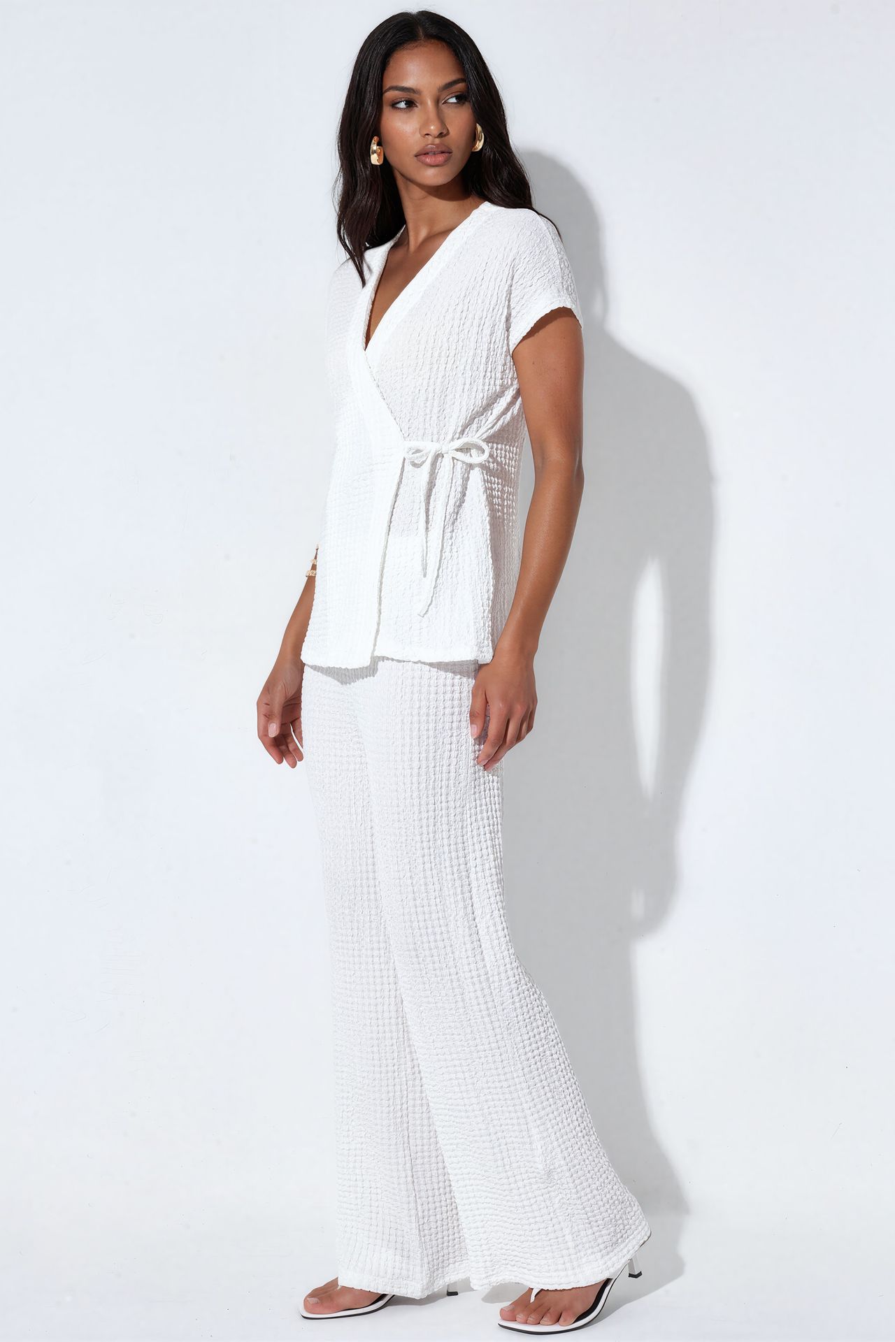 BDART Textured V-Neck Tie Detail Two-Piece Coord Set 3