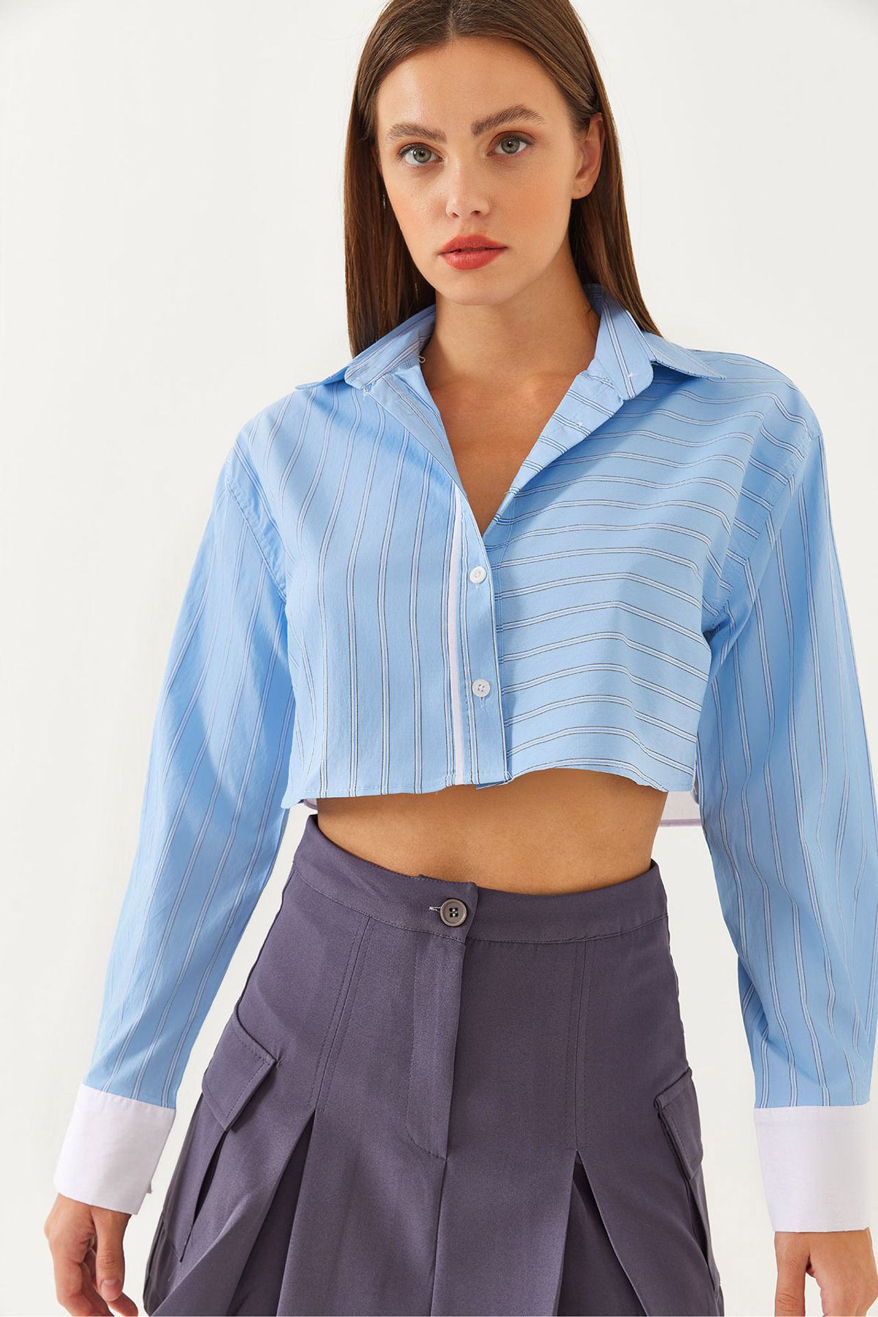 LUCCI Striped Crop Shirt
