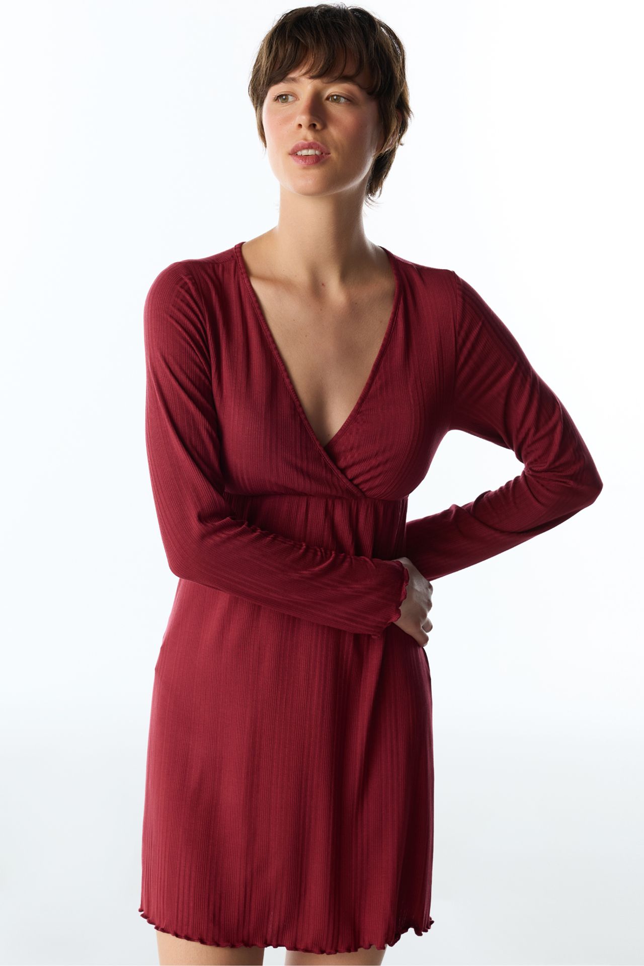 PENTI Lana Ribbed Long Sleeve Nightdress 1