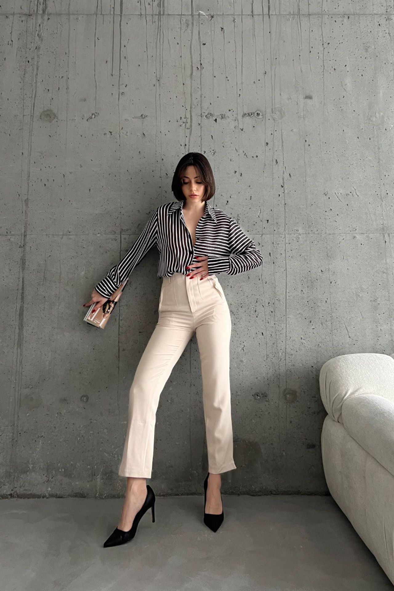 MY FASHION High Waist Pleated Tailored Trousers 3