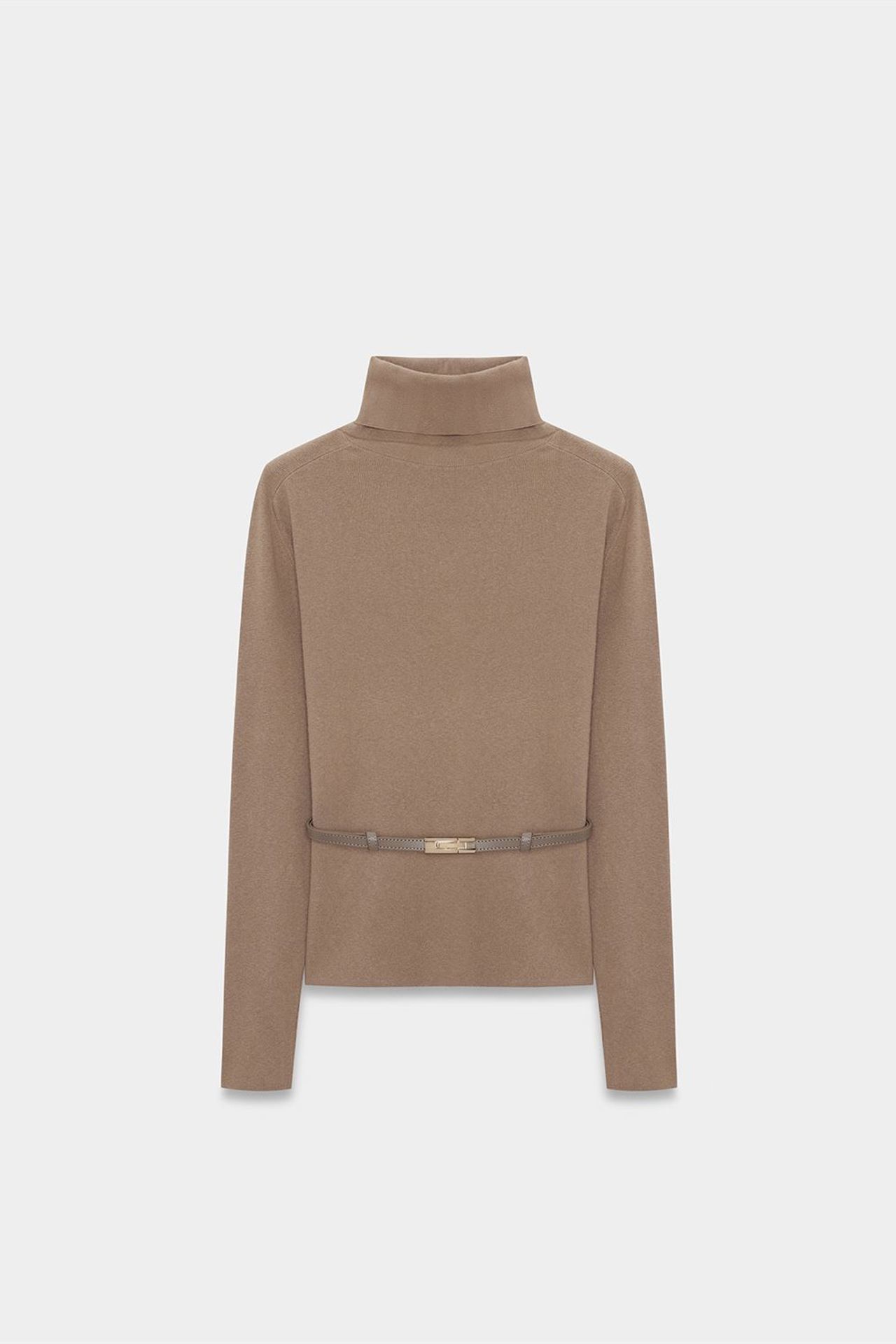 DILVIN Women's Belted Turtleneck Knit Sweater 5