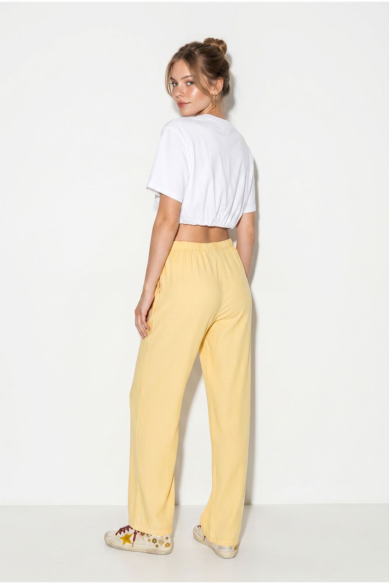 LUCCI Wide-leg Cotton Trousers With Drawstring Waist 5