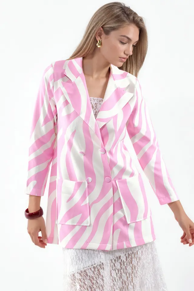 MSN Long Zebra Print Blazer