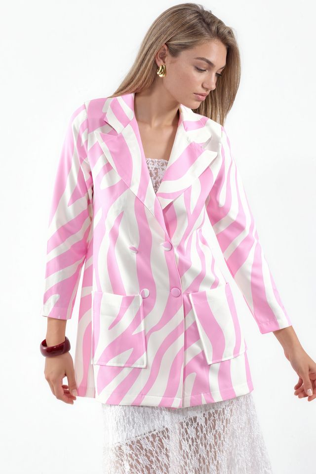 MSN Long Zebra Print Blazer