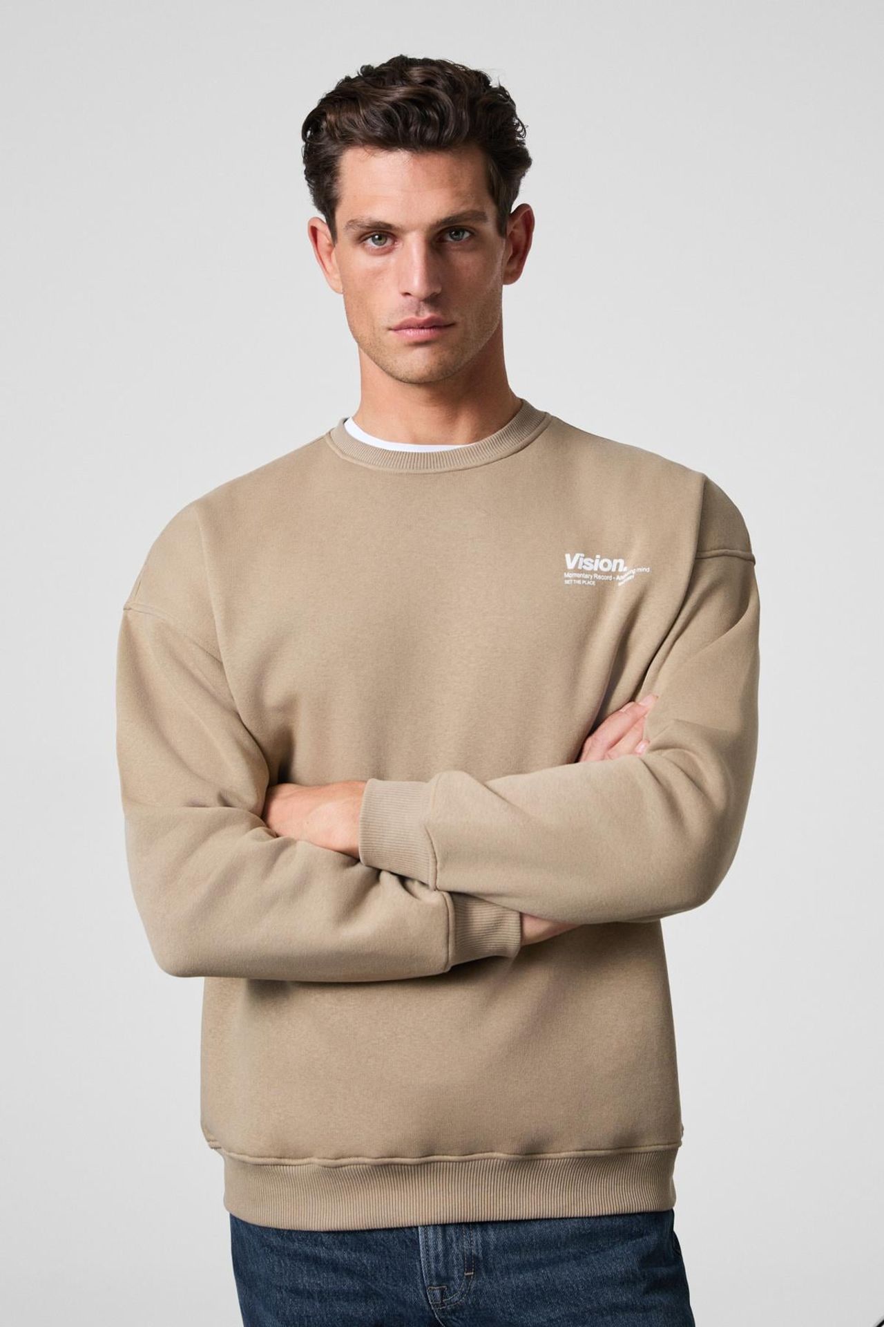 GRIMELANGE Baskılı Geniş Kalıp Bisiklet Yaka Sweatshirt 5