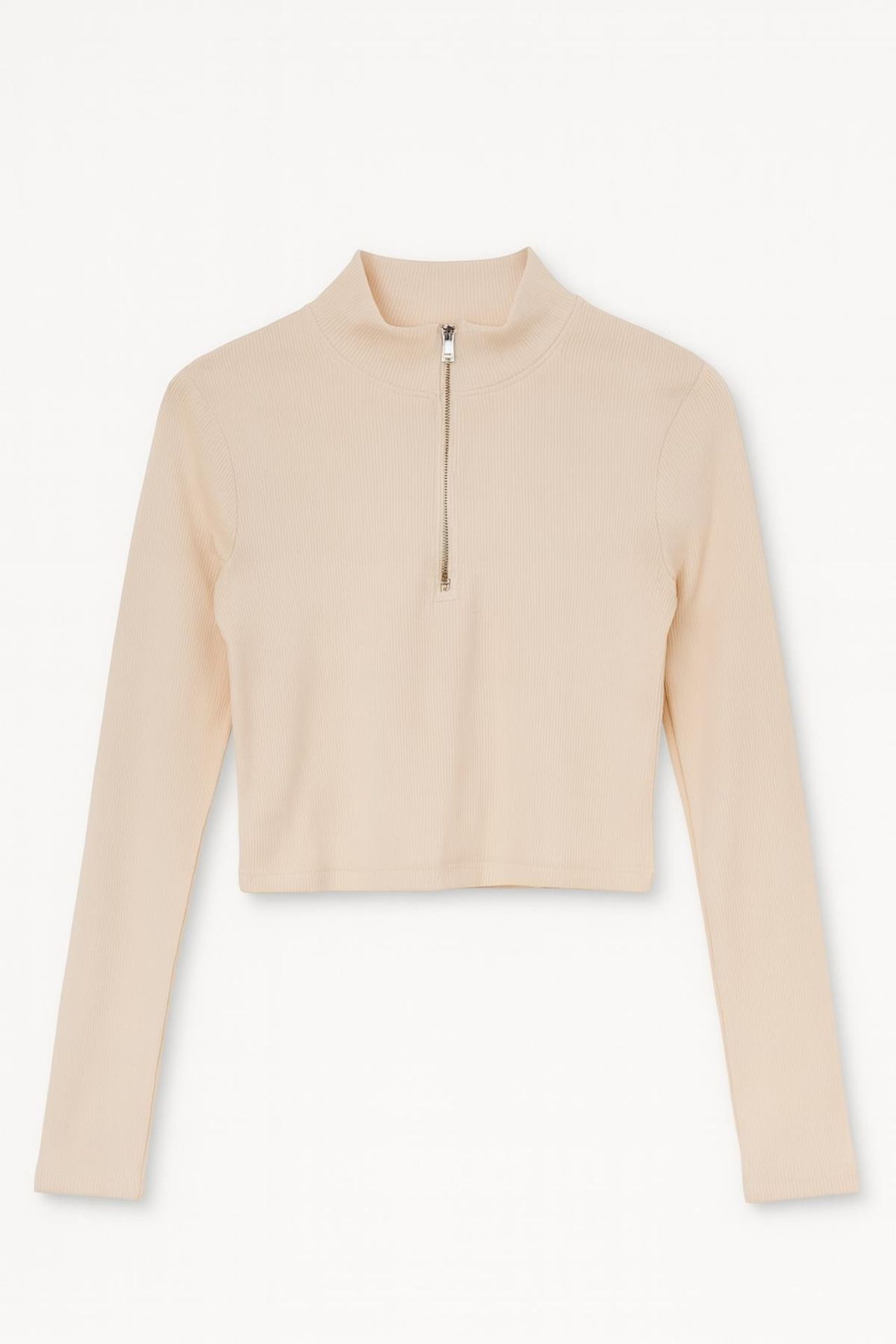 MIXRAY Women’s Ribbed Zip-Collar Crop Blouse 5